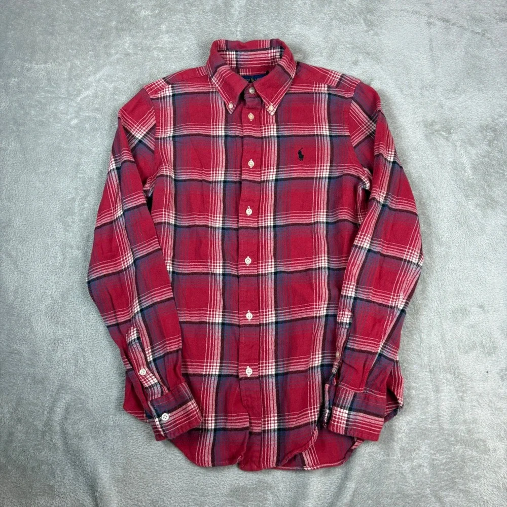 Polo Ralph Lauren Shirts Mens S Classic Fit Plaid Flannel Red Button Down‎